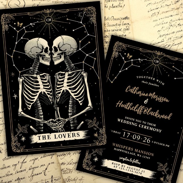 Skeleton Love Stars | Tarot Wedding Invitation (Creator Uploaded)