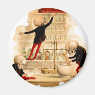 Skeleton Mad Scientists Skull Halloween Party Deco Magnet