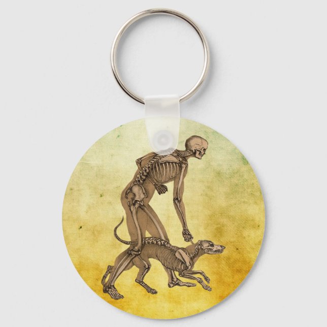 skeleton man and dog human animal anatomy art   key ring (Front)