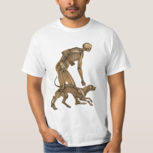 skeleton man and dog human animal anatomy art   T-Shirt
