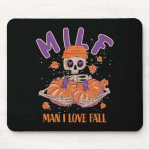 Skeleton Man I Love Fall Funny Skeleton Pumpkin Ha Mouse Pad