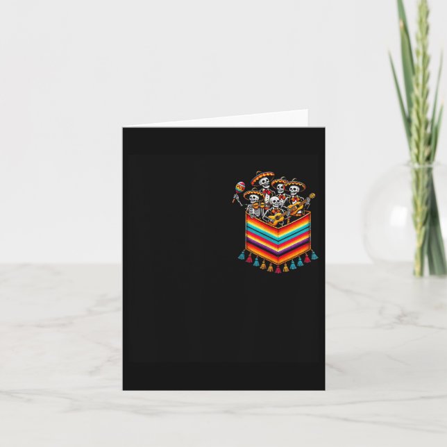 Skeleton Mariachi Band Serape Pocket Cinco De Mayo Card (Front)