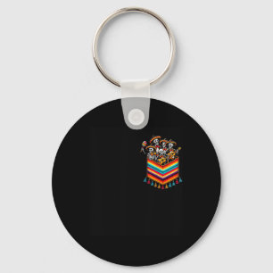 Skeleton Mariachi Band Serape Pocket Cinco De Mayo Key Ring