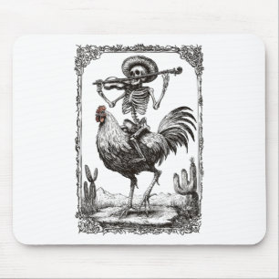 Skeleton Mariachi Bynd Rooster Mexico Fiesta Cinco Mouse Pad