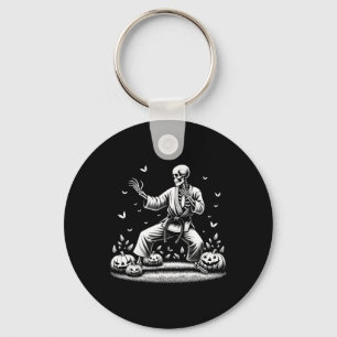 Skeleton Martial Art Karate Judo Player Halloween Key Ring
