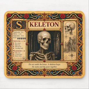 Skeleton, Mediaeval Bestiary Art Mouse Pad