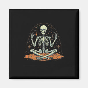 Skeleton Meditating Halloween Costume Yoga Zen Med Magnet