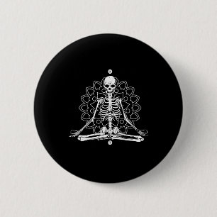 Skeleton Meditation Mandala Halloween Yoga Spiritu 6 Cm Round Badge