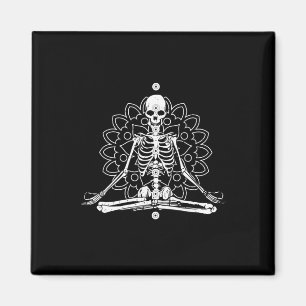 Skeleton Meditation Mandala Halloween Yoga Spiritu Magnet
