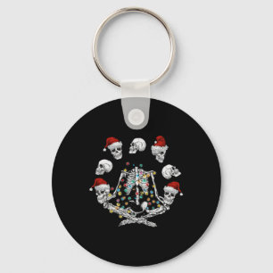 Skeleton Meditation Skull Yoga Christmas Key Ring