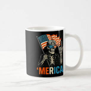 Skeleton Merica Rock American Flag Patriotic Usa 4 Coffee Mug