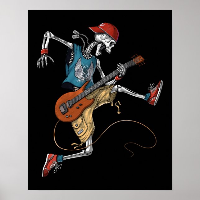 Skeleton Metal Guitarist Poster (Front)