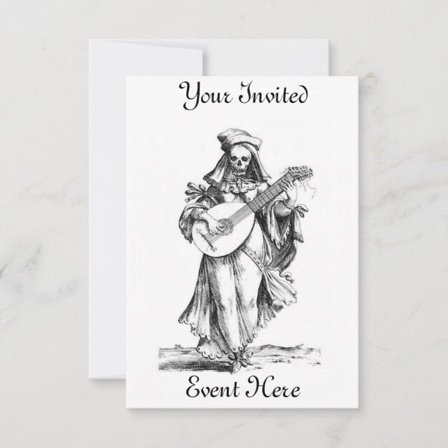 Skeleton Minstrel Invitation (Front)
