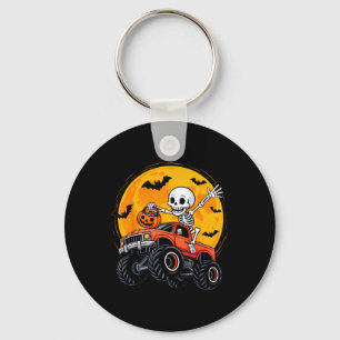 Skeleton Monster Truck Moon Pumpkin Halloween Boys Key Ring