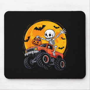 Skeleton Monster Truck Moon Pumpkin Halloween Boys Mouse Pad