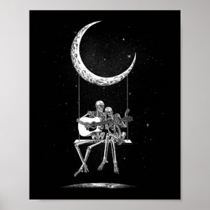 Skeleton Moon Band Tees - Rock And Roll Concert Gr Poster