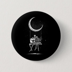 Skeleton Moon Nd Tees - Rock And Roll Concert Grap 6 Cm Round Badge