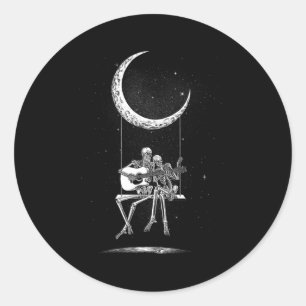 Skeleton Moon Nd Tees - Rock And Roll Concert Grap Classic Round Sticker
