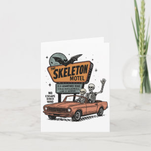 Skeleton Motel Halloween Vintage Road Halloween Sk Card