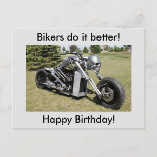 Skeleton Motorcycle Birthday Postcard