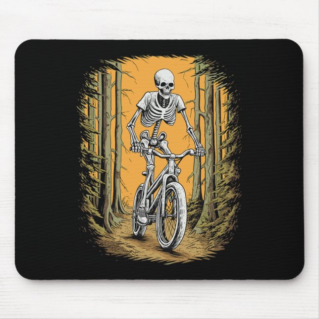 Skeleton Mountain Bike Cyclist Skeleton Halloween  Mouse Pad (Front)