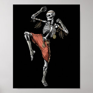 Skeleton Muay Thai Boxing Karate Kickboxing Martia Poster