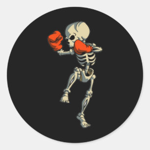 Skeleton Muay Thai Halloween Kickboxing Mma Fighte Classic Round Sticker
