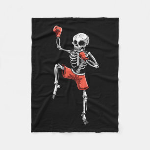 Skeleton Muay Thai Halloween Kickboxing Mma Fighte Fleece Blanket