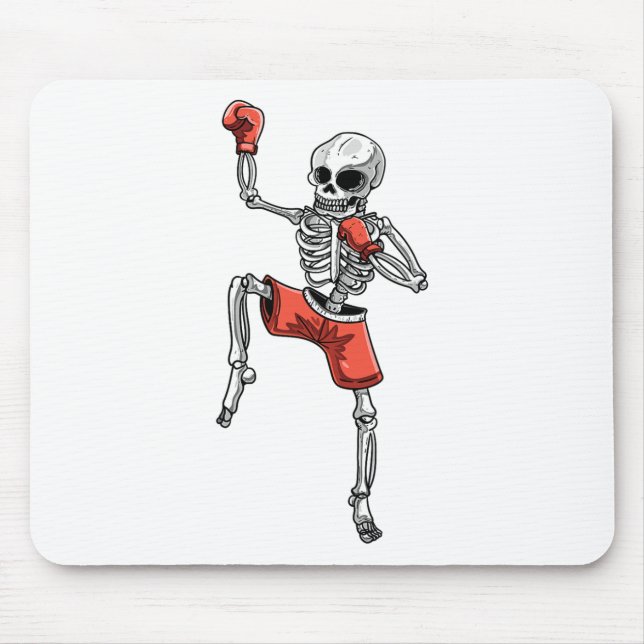 Skeleton Muay Thai Halloween Kickboxing Mma Fighte Mouse Pad (Front)