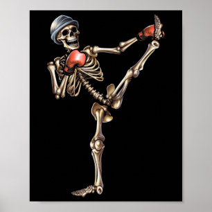 Skeleton Muay Thai Halloween Kickboxing Mma Fighte Poster
