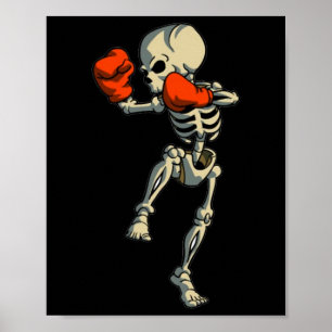 Skeleton Muay Thai Halloween Kickboxing Mma Fighte Poster