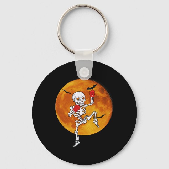 Skeleton Muay Thai Halloween Kickboxing Mma  Key Ring (Front)