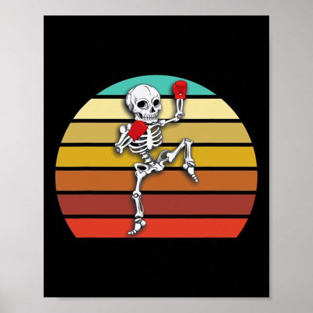 Skeleton Muay Thai Halloween Kickboxing Mma  Poster (Front)