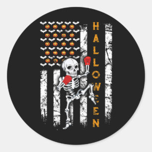 Skeleton Muay Thai Halloween Kickboxing Mma Us Fla Classic Round Sticker