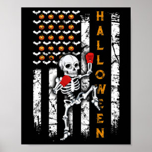 Skeleton Muay Thai Halloween Kickboxing Mma Us Fla Poster