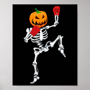 Skeleton Muay Thai Halloween Pumpkin Kickboxing Mm Poster