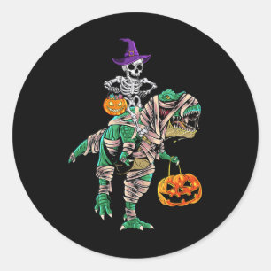 Skeleton Mummy Dinosaur T Rex Halloween For Boys K Classic Round Sticker