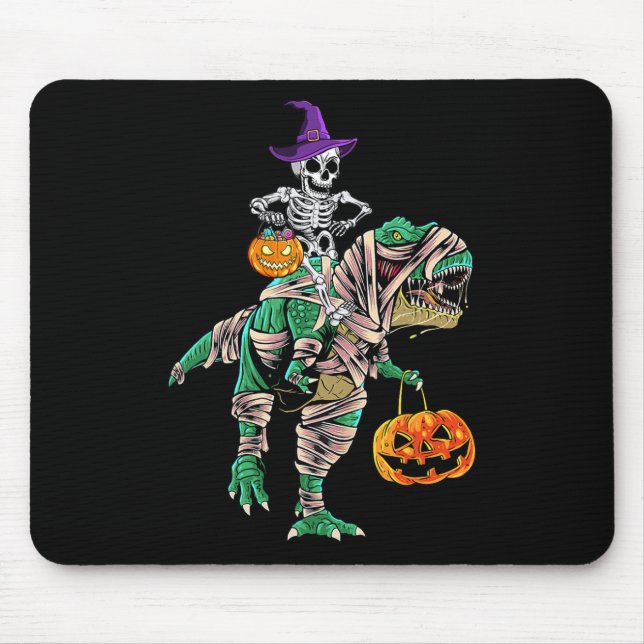 Skeleton Mummy Dinosaur T Rex Halloween  For Boys  Mouse Pad (Front)
