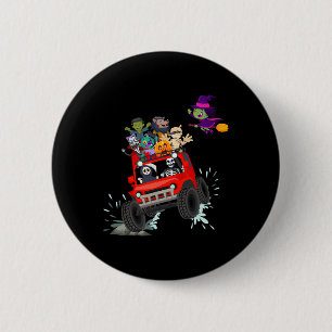 Skeleton Mummy Vampire Zombie Riding Monster Truck 6 Cm Round Badge