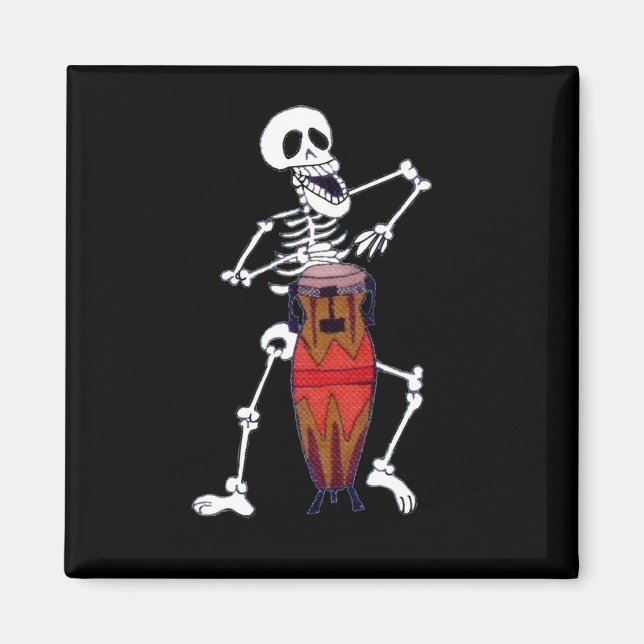 Skeleton Musician Drummer Conga Player   Magnet (Front)