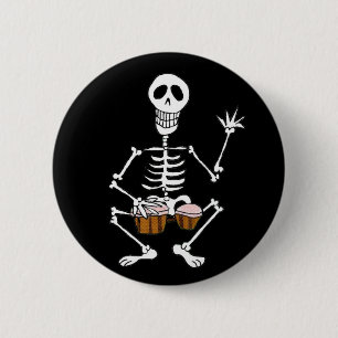 Skeleton Musician Drummer on Bongo Drums  6 Cm Round Badge