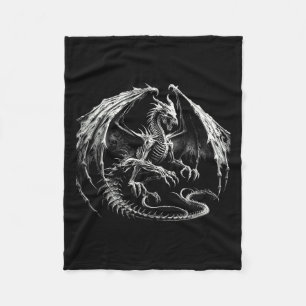 Skeleton Mythical Dragon Breathing Fire Fantasy Ha Fleece Blanket