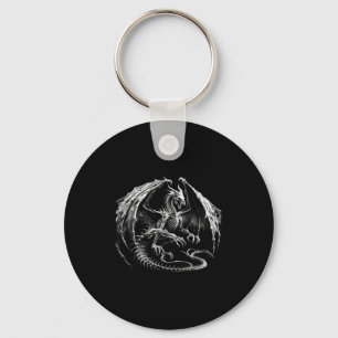 Skeleton Mythical Dragon Breathing Fire Fantasy Ha Key Ring
