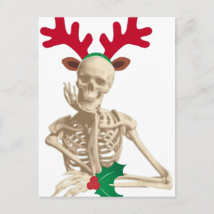 skeleton nightmare christmas holiday postcard