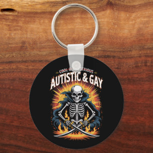 Skeleton Not Cool And Mysterious Autistic Gay  Key Ring