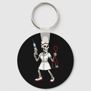 Skeleton Nurse Nursing Health Worker Halloween Key Ring