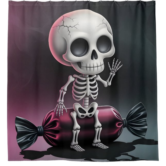 Skeleton on Candy Shower Curtain (Front)
