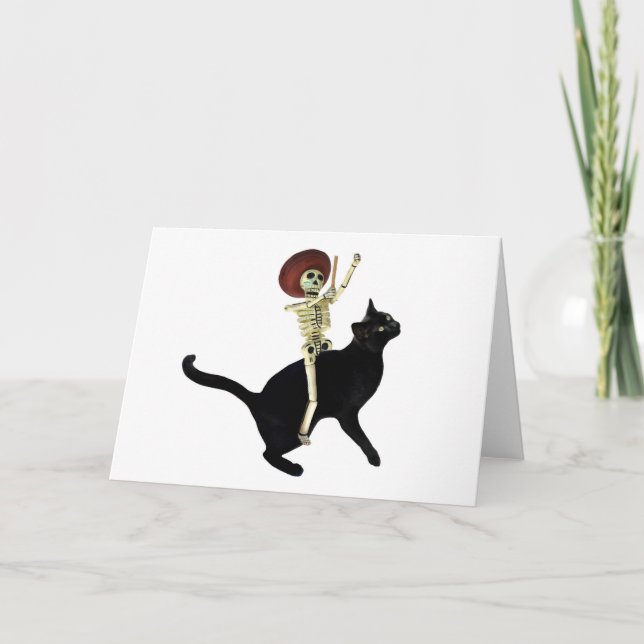 Skeleton on Cat Card (Front)