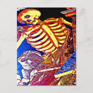 Skeleton on Floor Grave, Malta Postcard