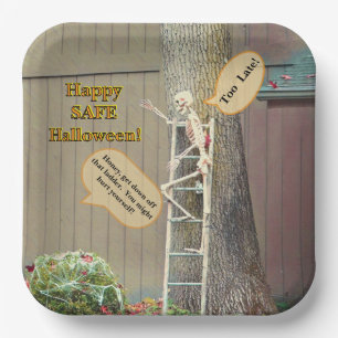 SKELETON ON LADDER/WIFE'S ADMONITION PAPER PLATE